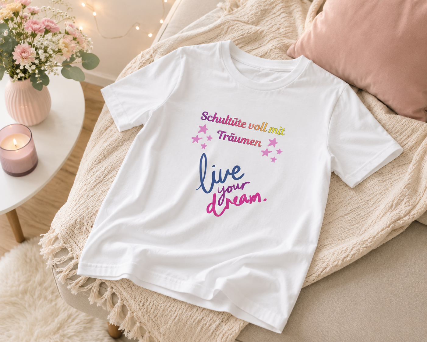Schultüte voll mit Träumen Kinder T-Shirt | Einschulung Mädchen | Süßes Schulstart Shirt