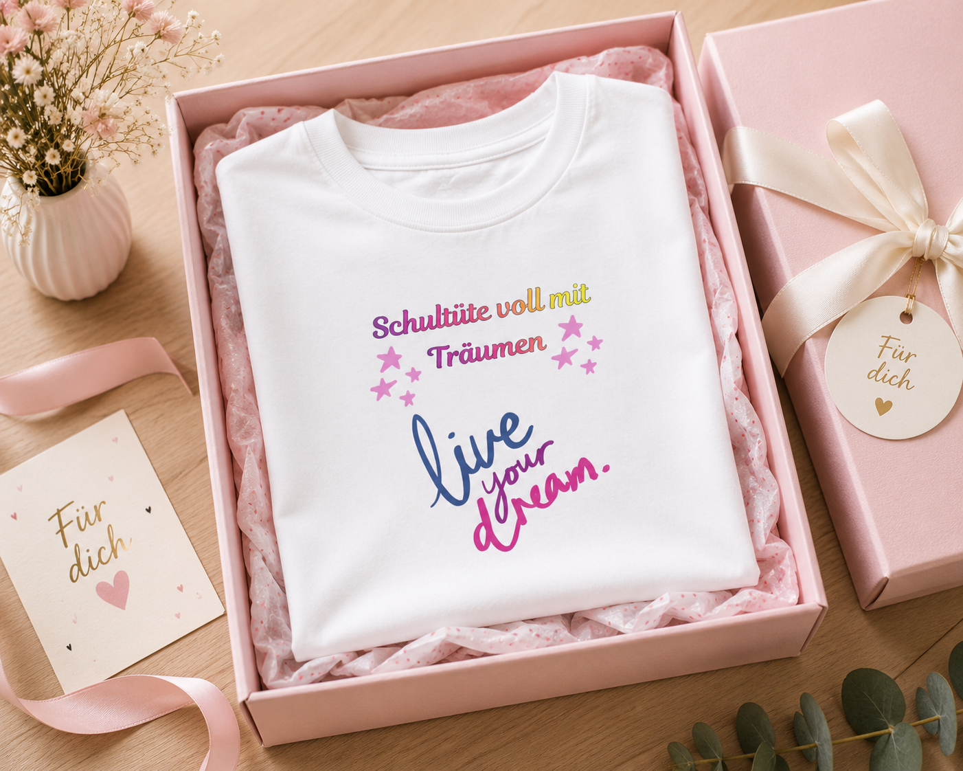 Schultüte voll mit Träumen Kinder T-Shirt | Einschulung Mädchen | Süßes Schulstart Shirt