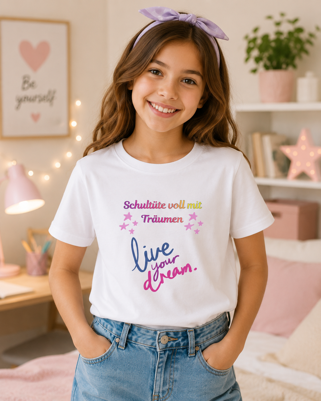 Schultüte voll mit Träumen Kinder T-Shirt | Einschulung Mädchen | Süßes Schulstart Shirt