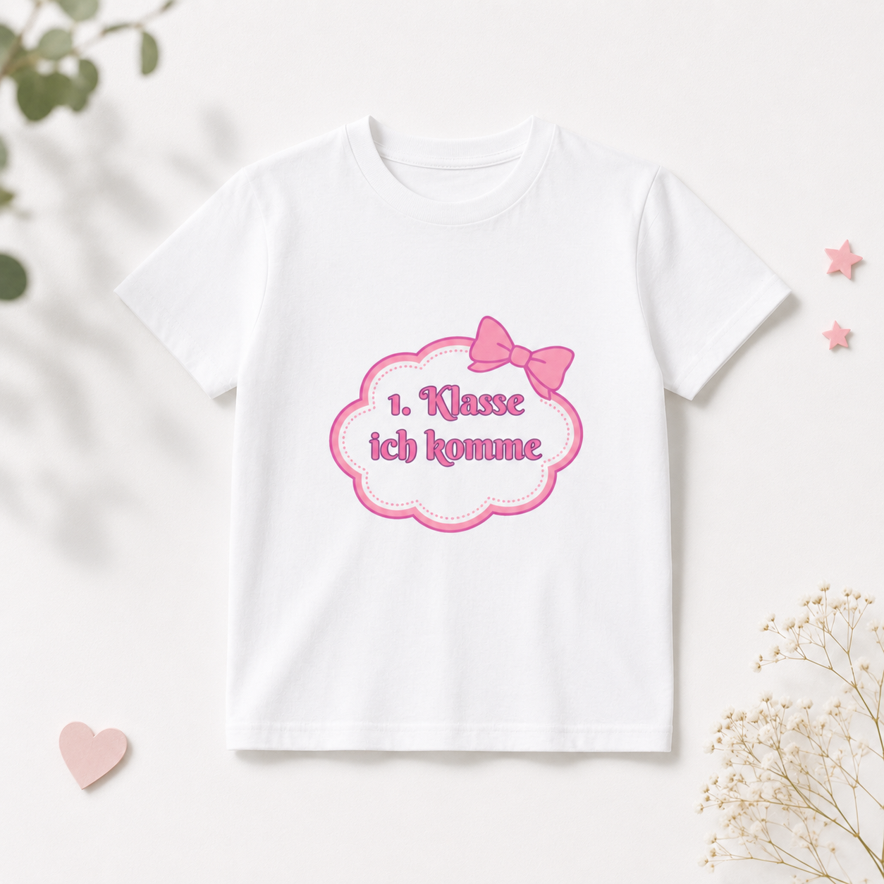 1. Klasse ich komme Kinder T-Shirt | Einschulung Mädchen | Süßes Schulstart Shirt mit Schleife