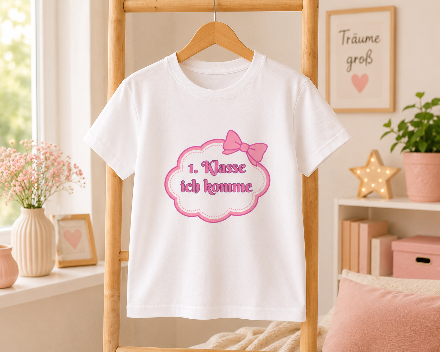 1. Klasse ich komme Kinder T-Shirt | Einschulung Mädchen | Süßes Schulstart Shirt mit Schleife