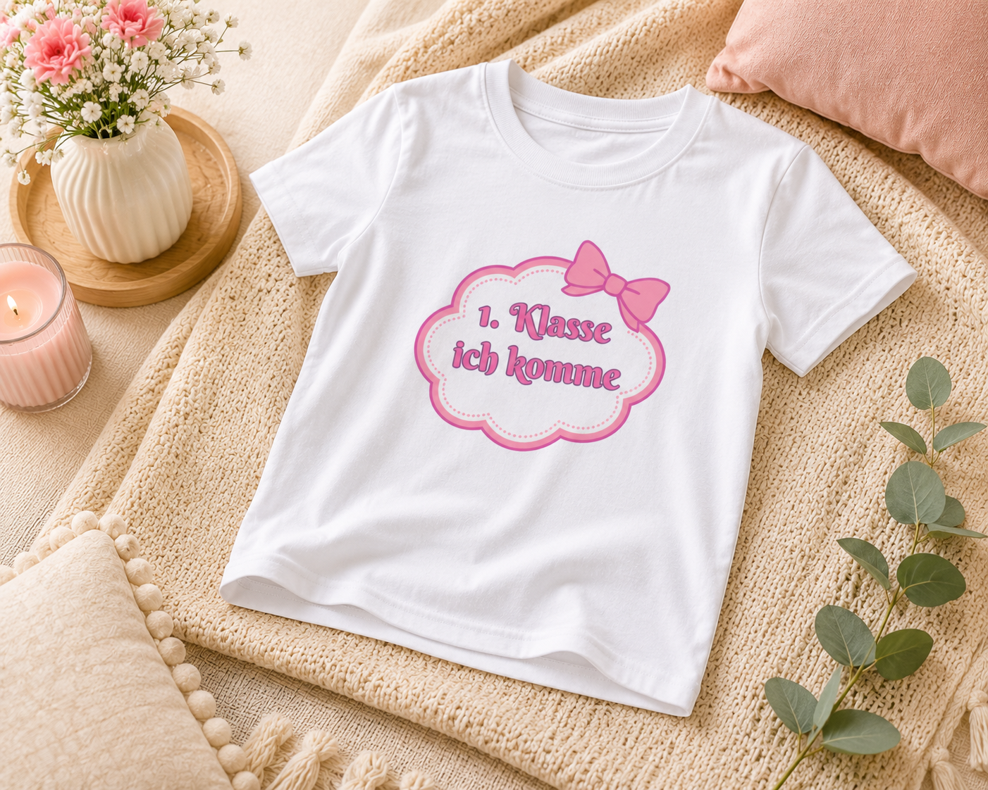 1. Klasse ich komme Kinder T-Shirt | Einschulung Mädchen | Süßes Schulstart Shirt mit Schleife