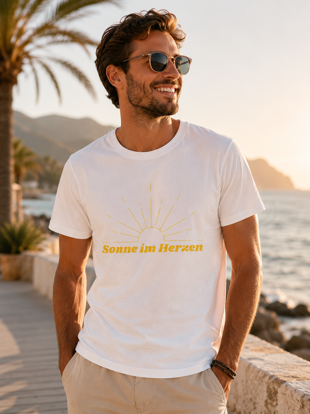Sonne im Herzen T-Shirt | Sommer Shirt für Damen & Herren | Minimalistisches Sonnen Design