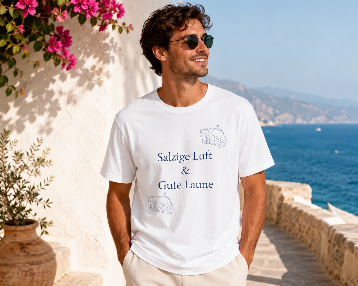 Salzige Luft & Gute Laune T-Shirt | Sommer Shirt für Damen & Herren | Maritime Urlaub Vibes
