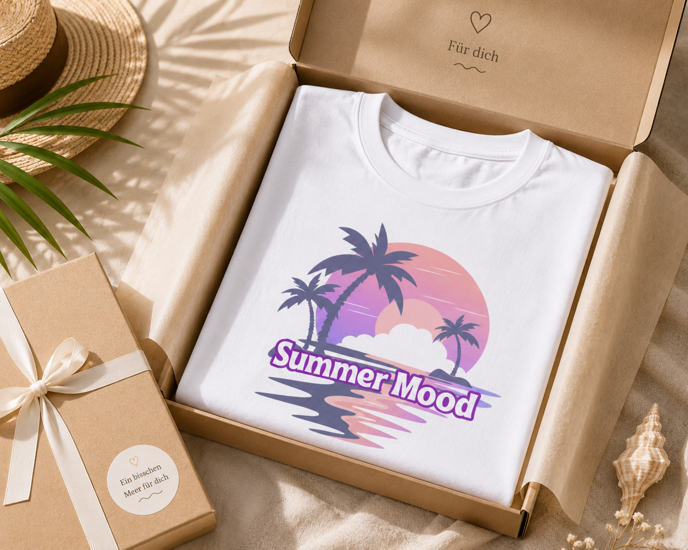 Summer Mood T-Shirt | Sommer Shirt für Damen & Herren | Urlaub Strand Sunset Palmen Shirt