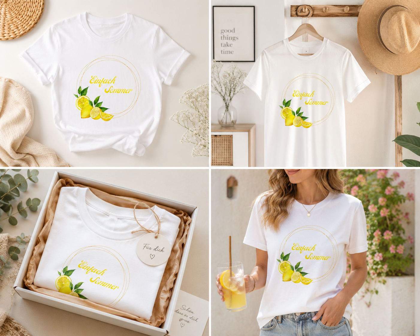 Einfach Sommer T-Shirt | Zitronen Sommer Shirt Damen Herren | Lemon Summer Outfit | Urlaub Shirt