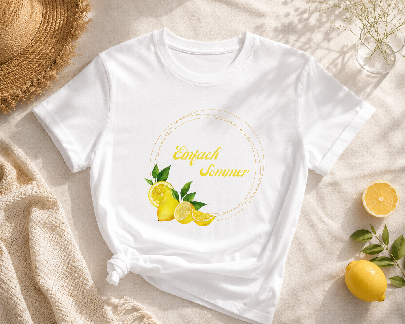 Einfach Sommer T-Shirt | Zitronen Sommer Shirt Damen Herren | Lemon Summer Outfit | Urlaub Shirt