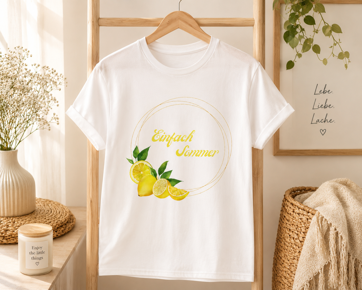 Einfach Sommer T-Shirt | Zitronen Sommer Shirt Damen Herren | Lemon Summer Outfit | Urlaub Shirt