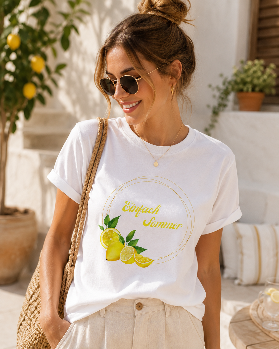 Einfach Sommer T-Shirt | Zitronen Sommer Shirt Damen Herren | Lemon Summer Outfit | Urlaub Shirt