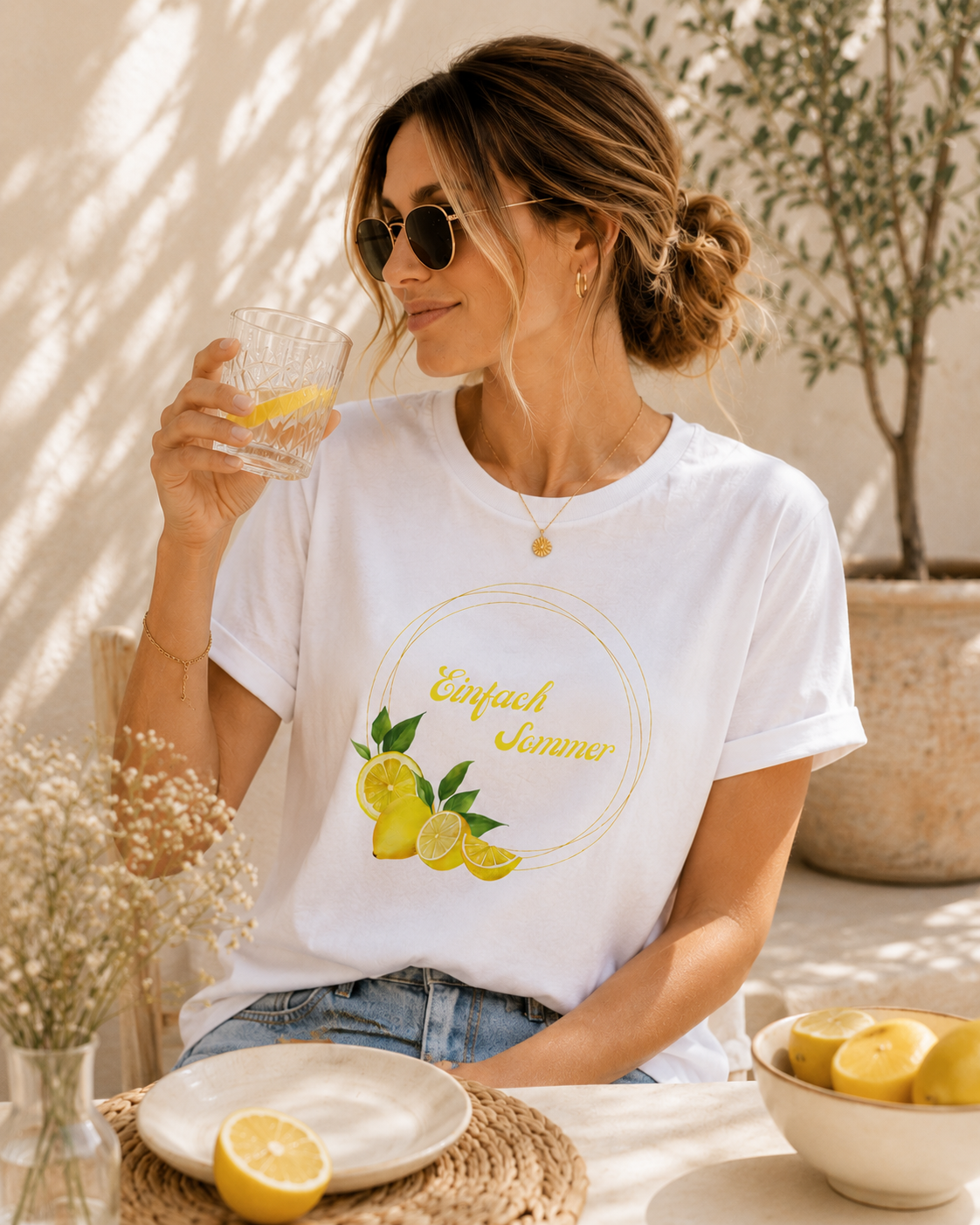 Einfach Sommer T-Shirt | Zitronen Sommer Shirt Damen Herren | Lemon Summer Outfit | Urlaub Shirt