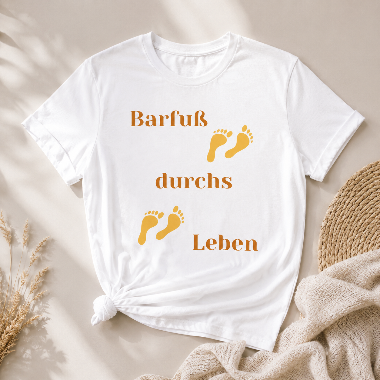 Barfuß durchs Leben T-Shirt | Sommer Shirt Damen Herren | Beach Vibes Shirt | Urlaub Strand Outfit