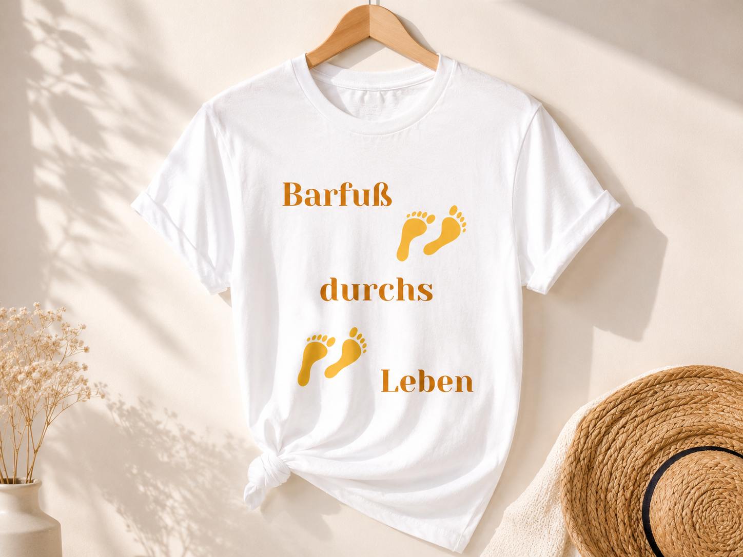 Barfuß durchs Leben T-Shirt | Sommer Shirt Damen Herren | Beach Vibes Shirt | Urlaub Strand Outfit