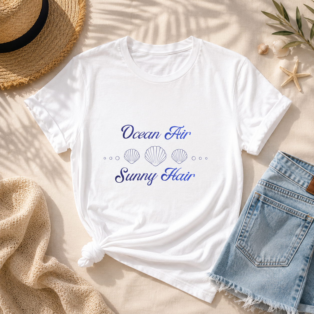 Ocean Air & Sunny Hair T-Shirt | Sommer Shirt Damen Herren | Strand Urlaub Shirt | Beach Vibes Outfit