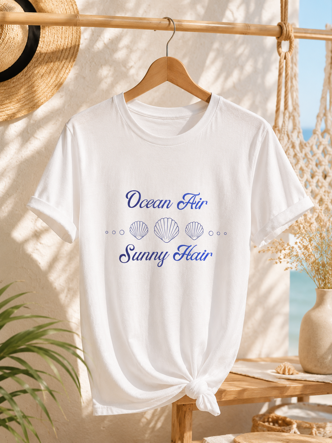 Ocean Air & Sunny Hair T-Shirt | Sommer Shirt Damen Herren | Strand Urlaub Shirt | Beach Vibes Outfit