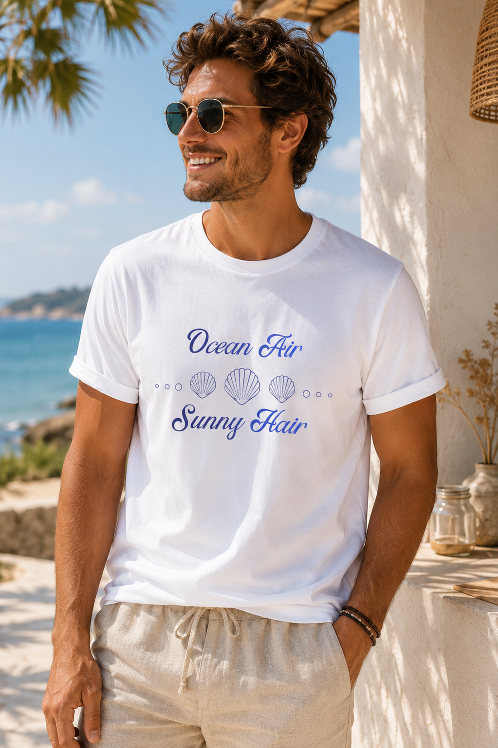 Ocean Air & Sunny Hair T-Shirt | Sommer Shirt Damen Herren | Strand Urlaub Shirt | Beach Vibes Outfit