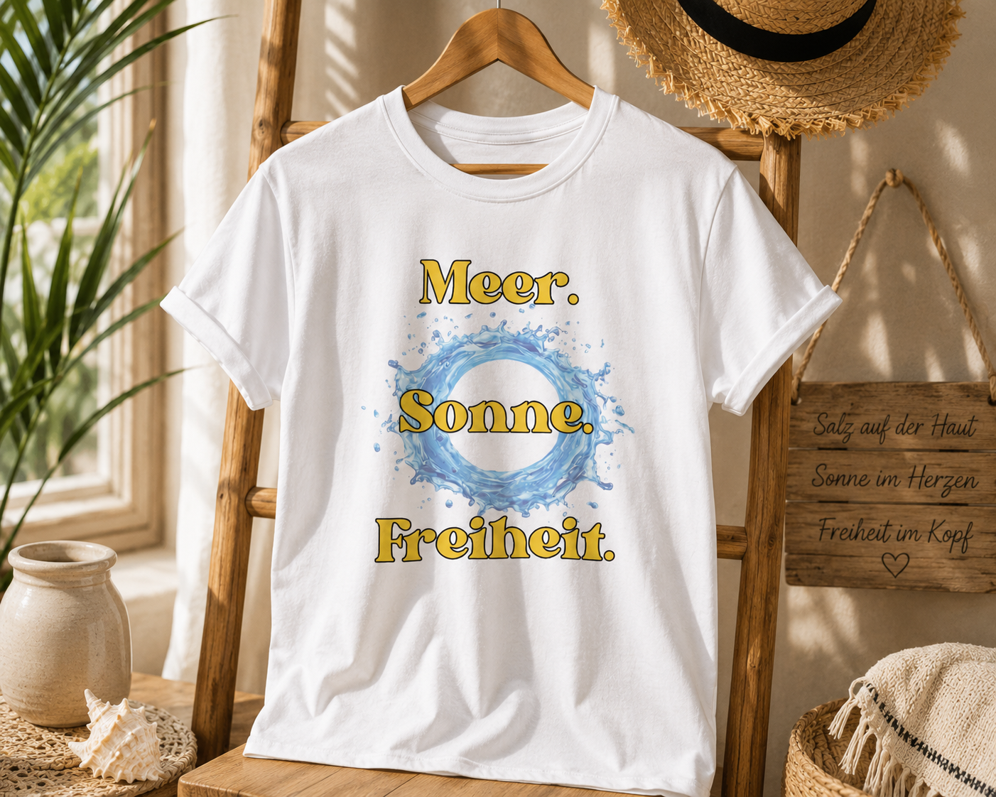 Meer. Sonne. Freiheit. – Sommer T-Shirt für Urlaub & Strand