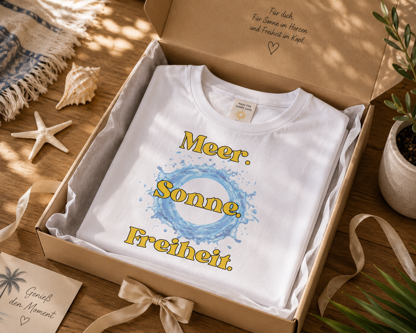 Meer. Sonne. Freiheit. – Sommer T-Shirt für Urlaub & Strand