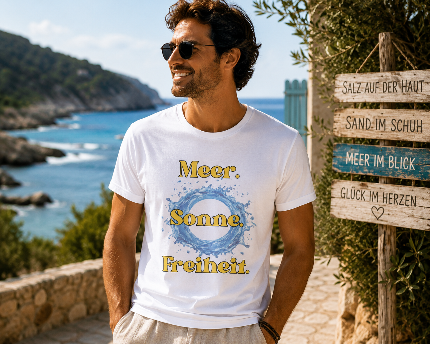 Meer. Sonne. Freiheit. – Sommer T-Shirt für Urlaub & Strand