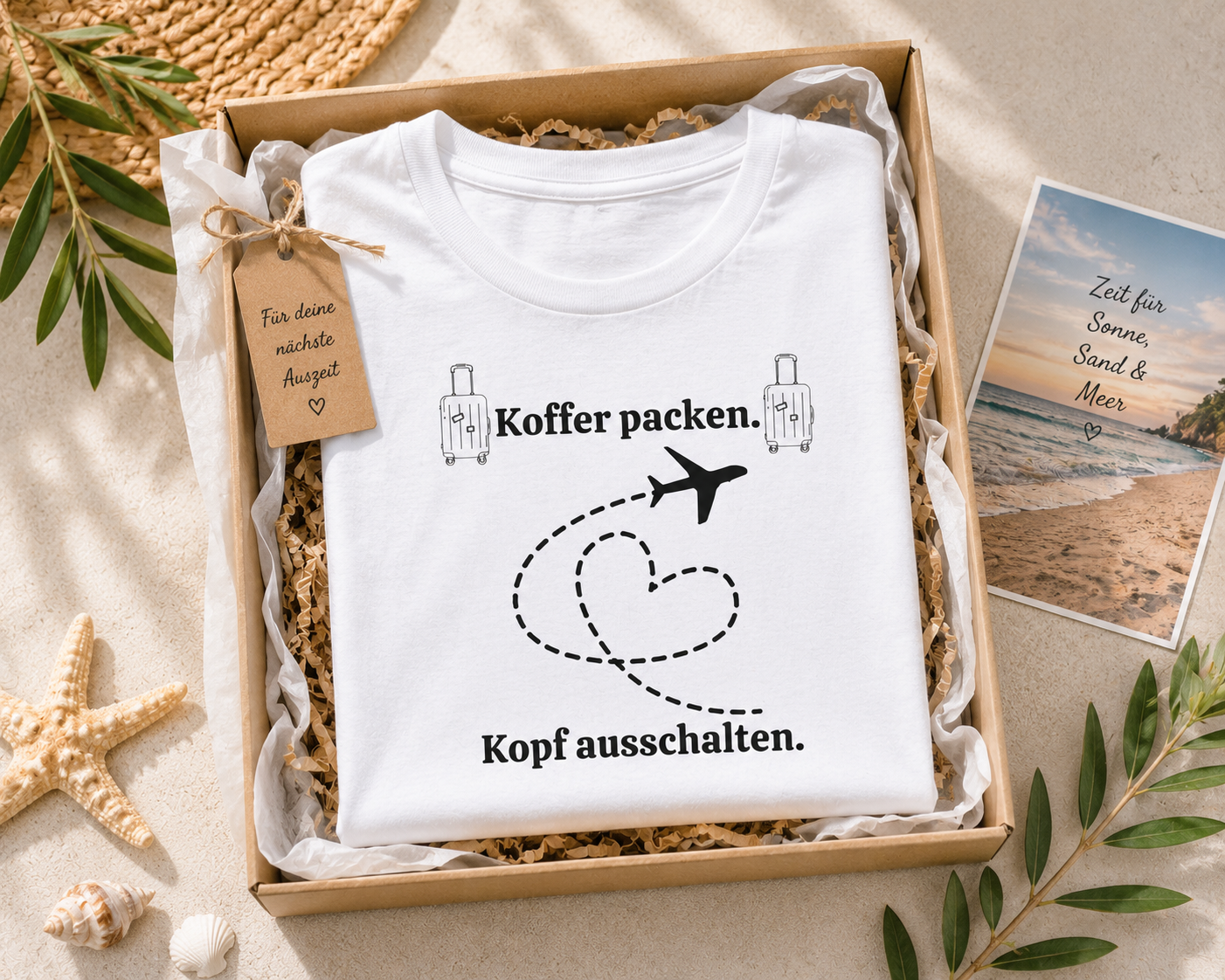 Koffer packen. Kopf ausschalten. – Urlaub & Reise T-Shirt