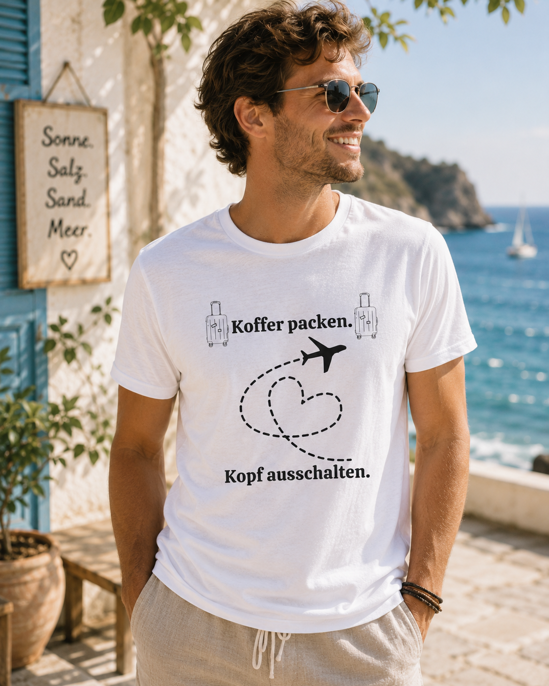 Koffer packen. Kopf ausschalten. – Urlaub & Reise T-Shirt