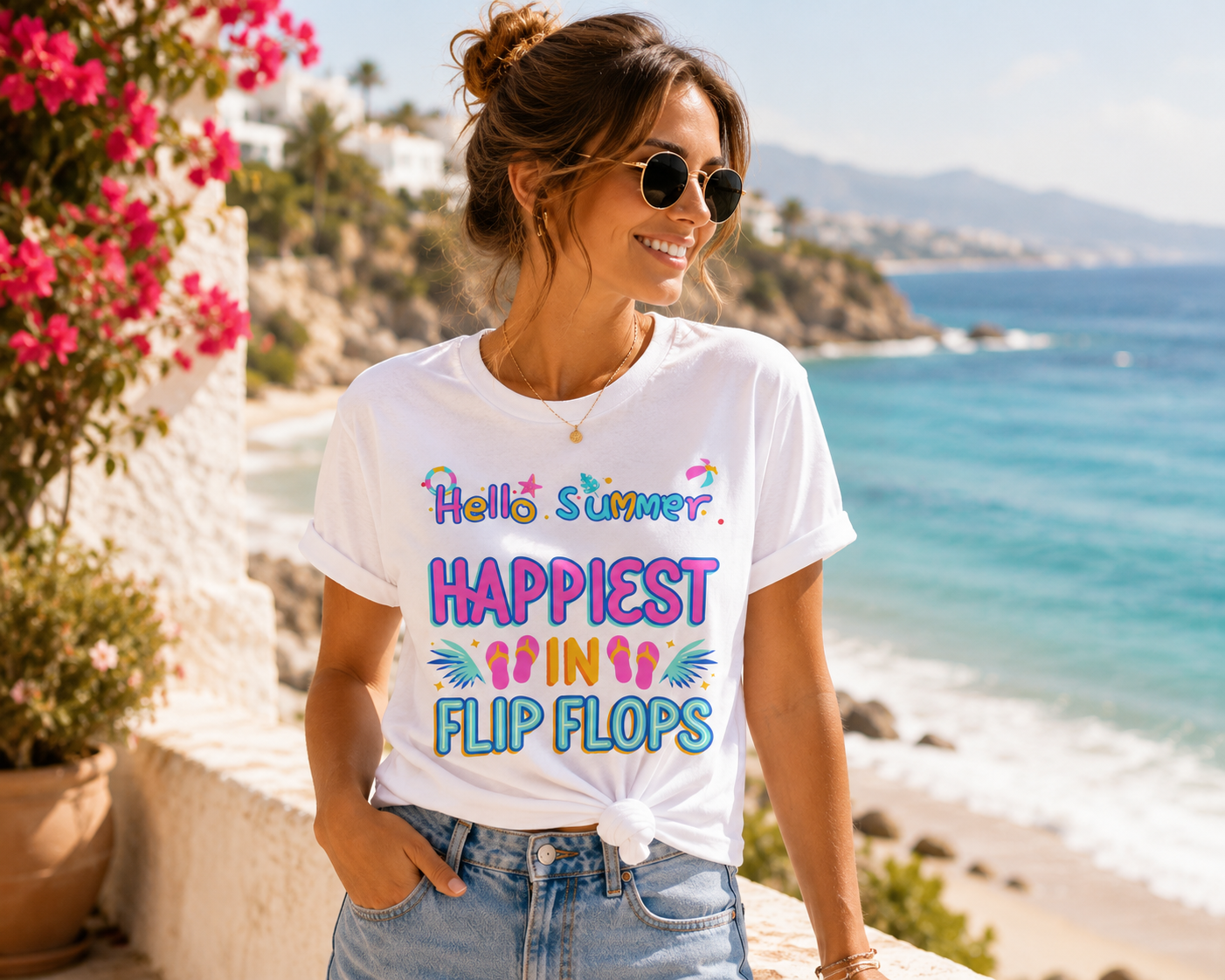 Happiest in Flip Flops – Sommer T-Shirt für Urlaub & Strand