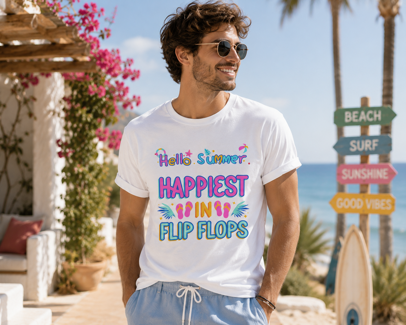 Happiest in Flip Flops – Sommer T-Shirt für Urlaub & Strand