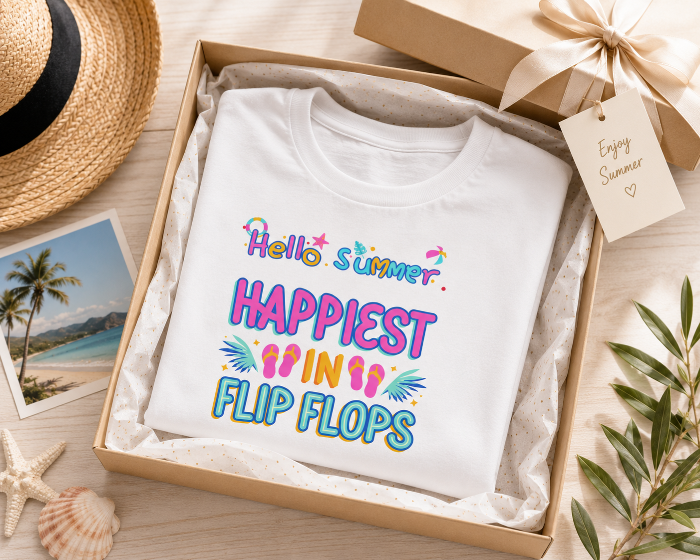 Happiest in Flip Flops – Sommer T-Shirt für Urlaub & Strand