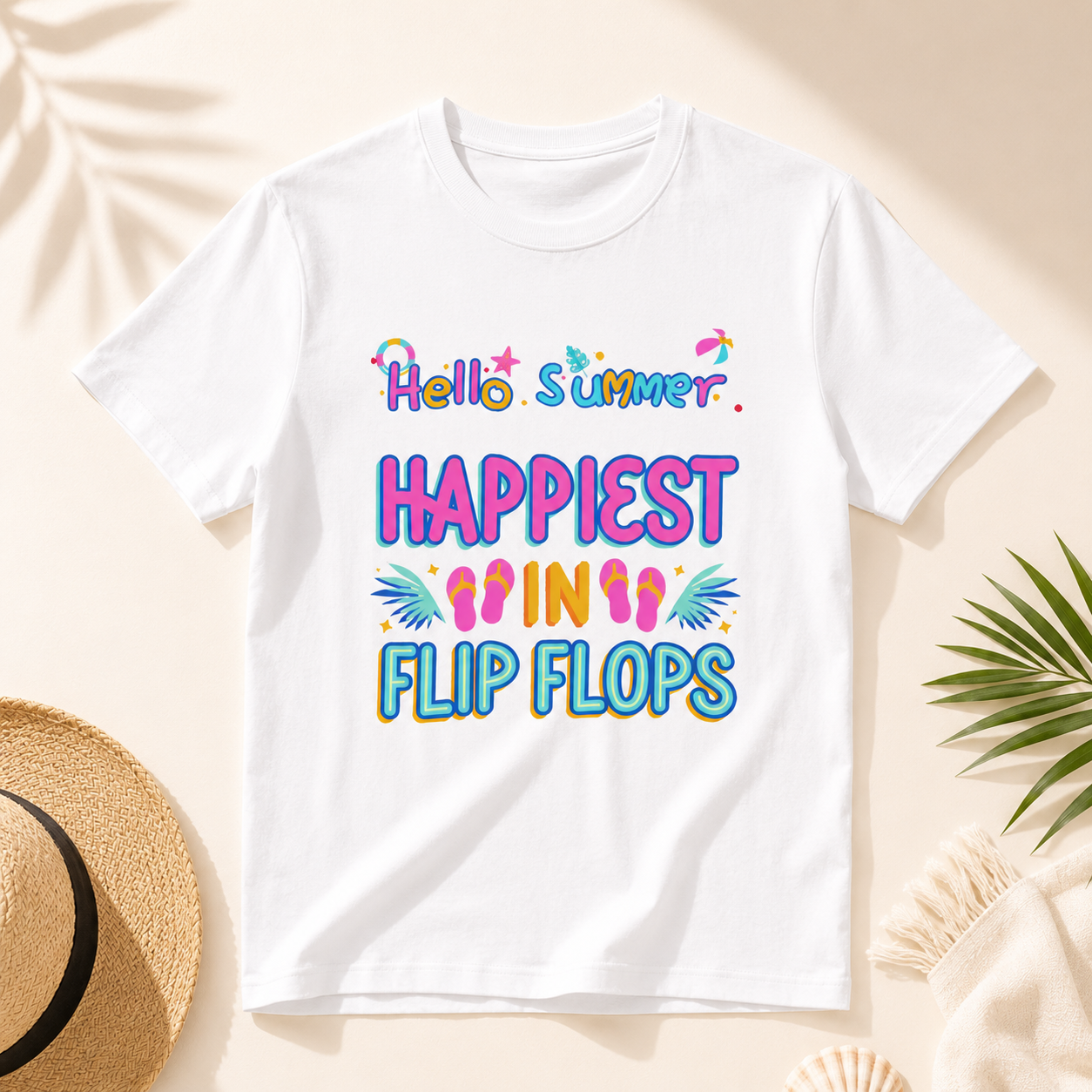 Happiest in Flip Flops – Sommer T-Shirt für Urlaub & Strand