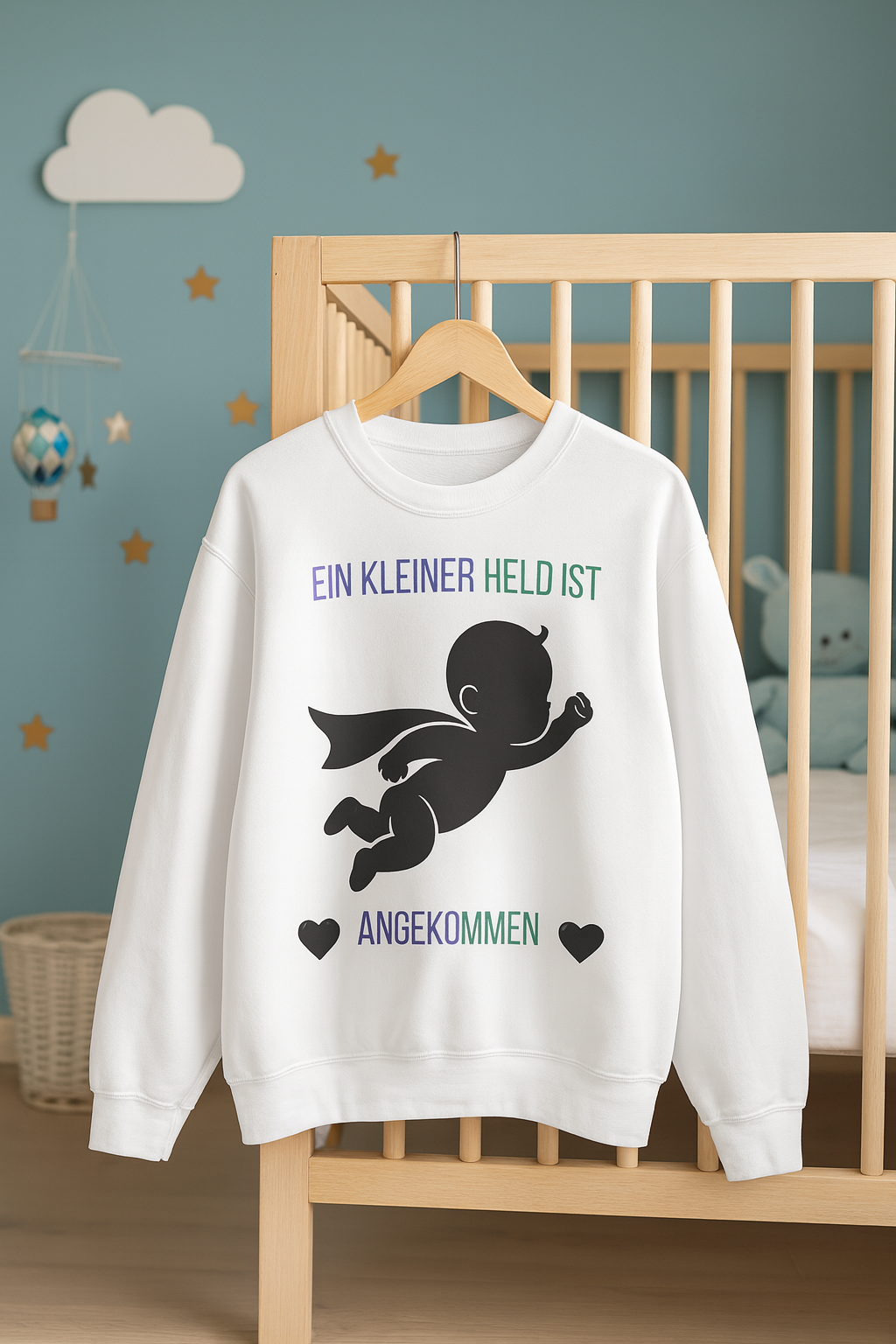 Ein kleiner Held ist angekommen Sweatshirt – Baby Ankunft Sweatshirt – Liebevolles Familien Sweatshirt