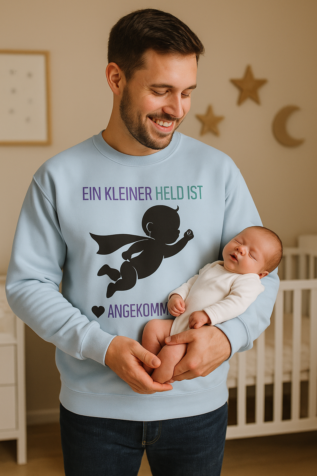Ein kleiner Held ist angekommen Sweatshirt – Baby Ankunft Sweatshirt – Liebevolles Familien Sweatshirt