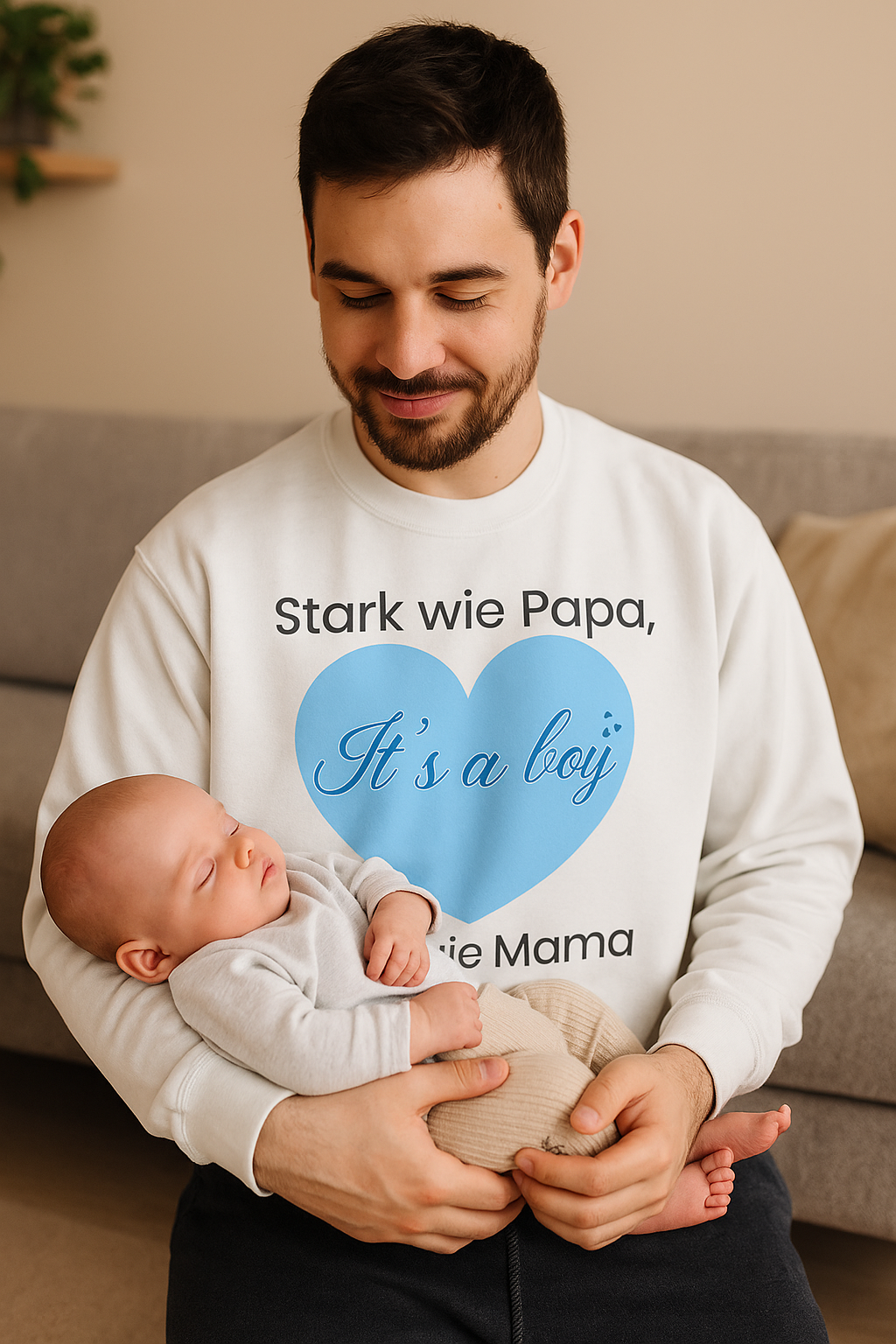 Stark wie Papa, süß wie Mama Sweatshirt – It’s a Boy Sweatshirt – Süßes Baby & Familien Sweatshirt