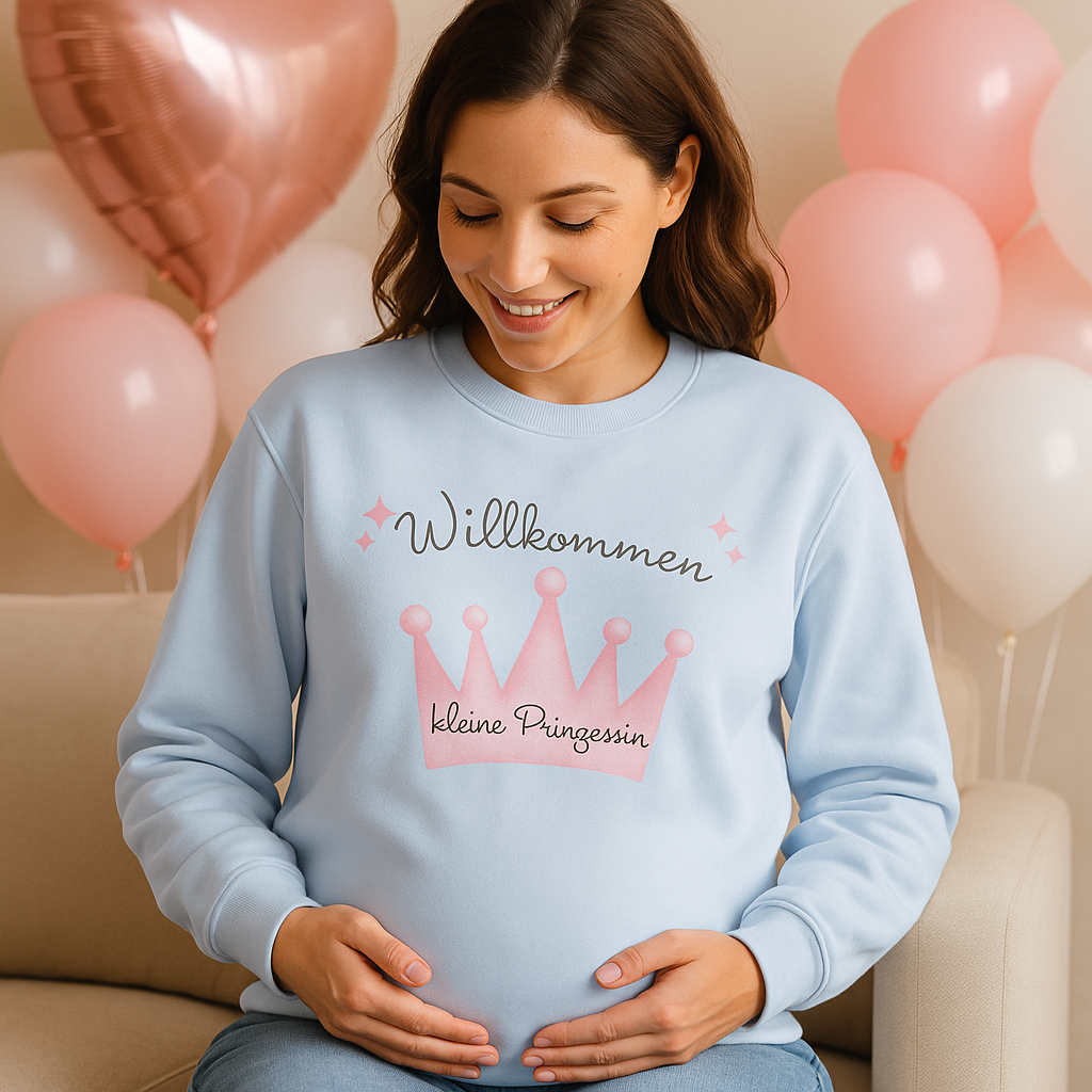 Willkommen kleine Prinzessin Sweatshirt – Süßes Schwangerschaft & Baby Sweatshirt – Geschenk zur Geburt Mädchen