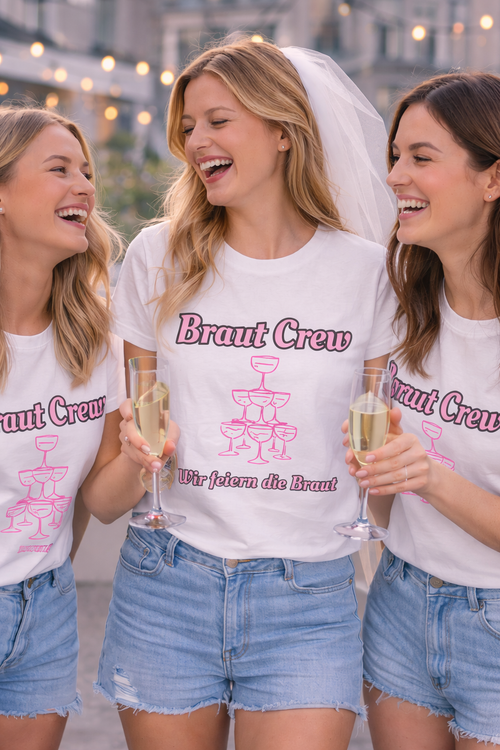Braut Crew T-Shirt – Wir feiern die Braut | JGA Shirt Frauen | Junggesellinnenabschied Outfit