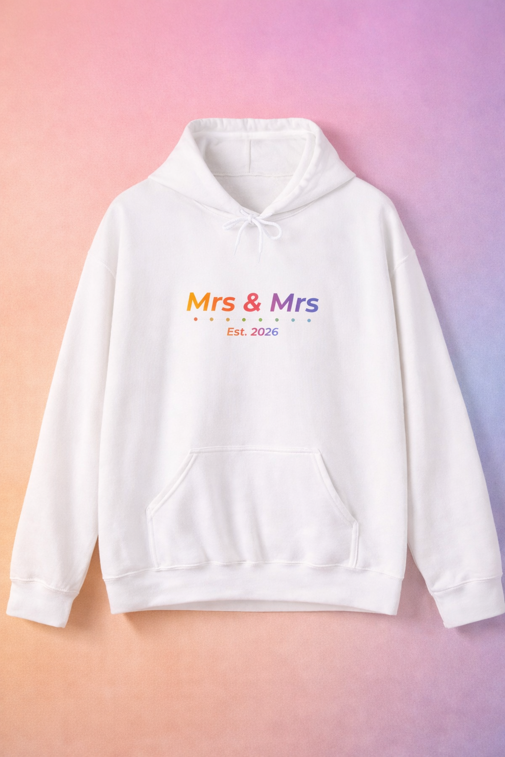 Hoodie „Mrs & Mrs Est. 2026“ – Hochzeit Hoodie für Frauen – Partnerlook – Weiß & Schwarz
