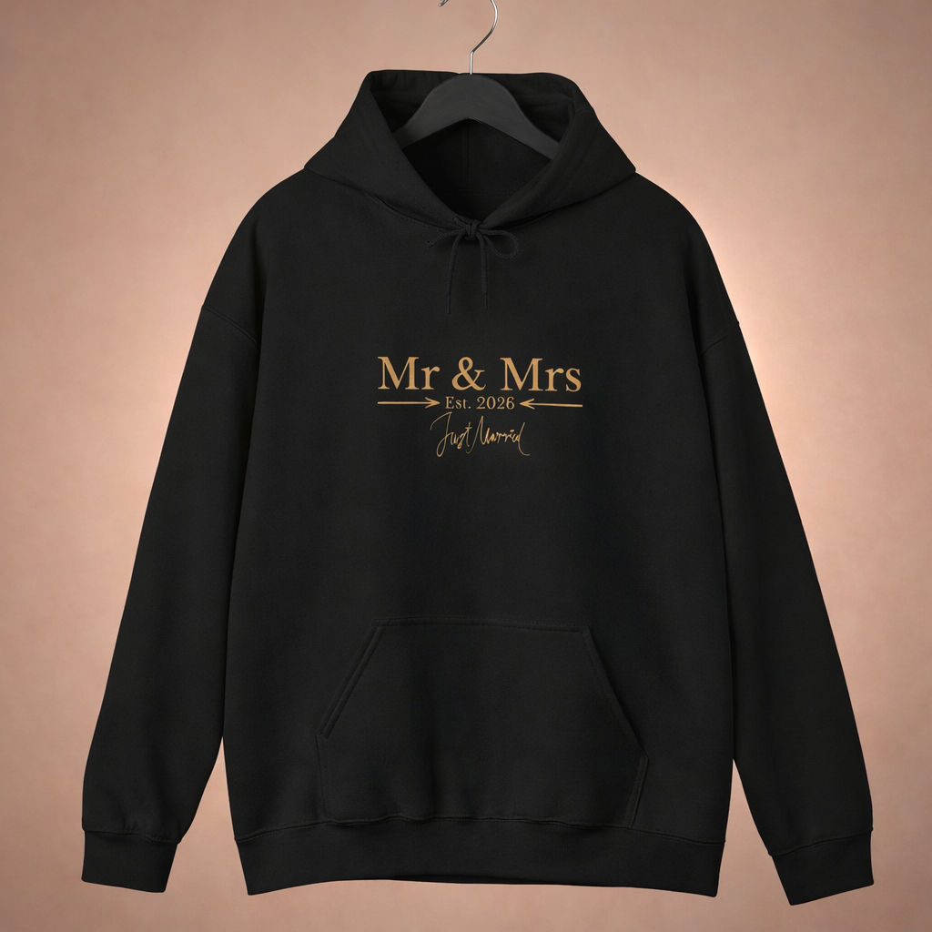 Hoodie „Mr & Mrs Est. 2026“ – Hochzeits Hoodie für Paare – Just Married Geschenk
