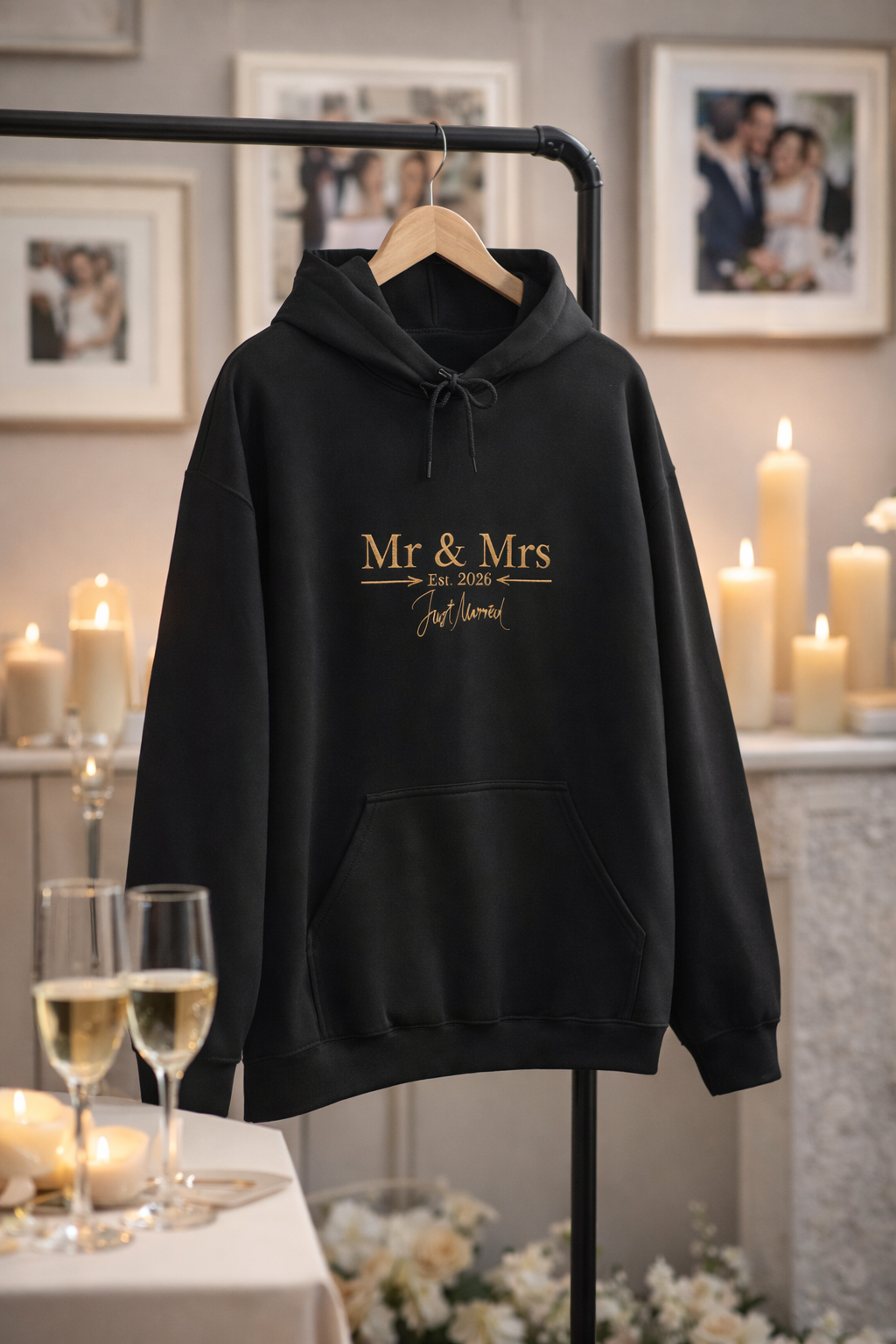 Hoodie „Mr & Mrs Est. 2026“ – Hochzeits Hoodie für Paare – Just Married Geschenk