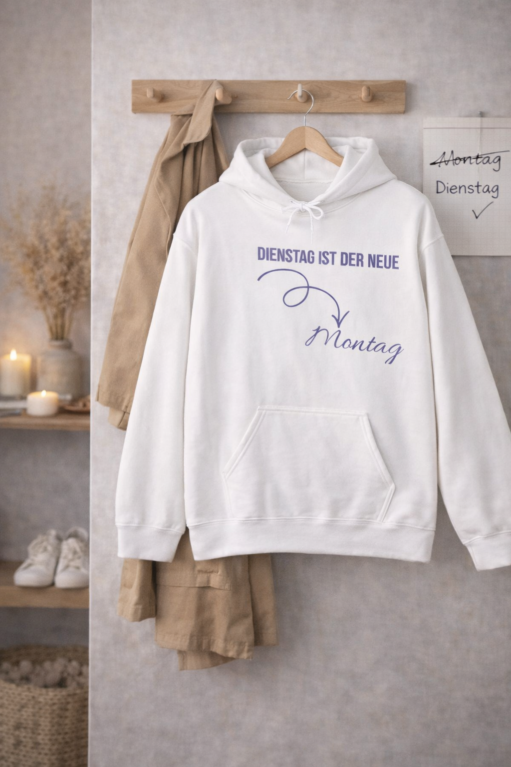 Dienstag ist der neue Montag Hoodie – Lustiger Spruch Hoodie – Cozy Hoodie für Alltag & Büro