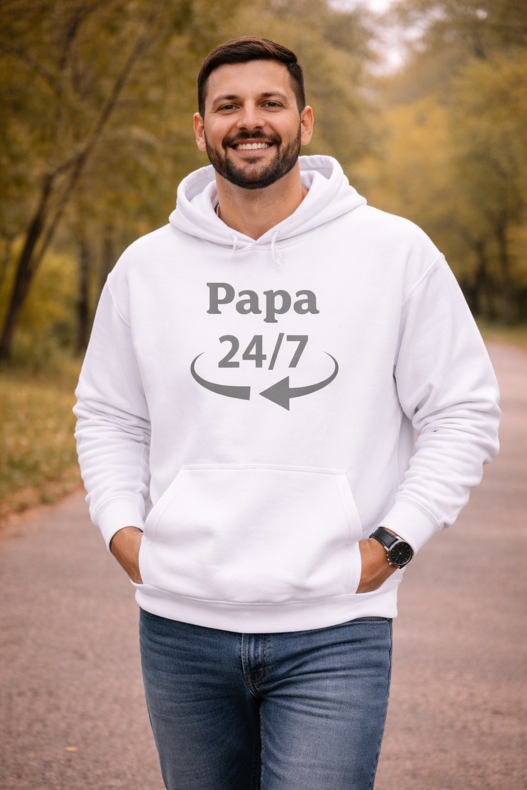 Papa 24/7 Hoodie – Geschenk für Papa – Cooler Kapuzenpullover für Väter – Vatertag Geschenk