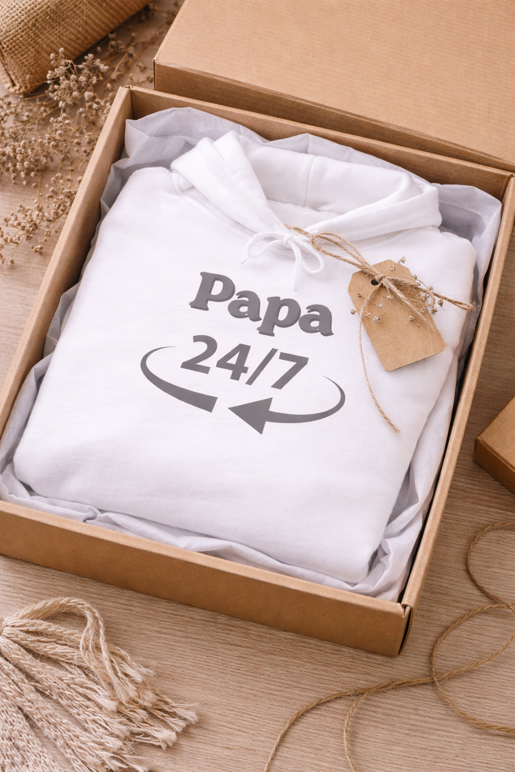Papa 24/7 Hoodie – Geschenk für Papa – Cooler Kapuzenpullover für Väter – Vatertag Geschenk