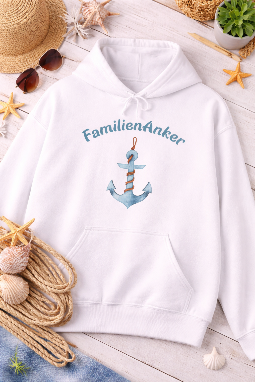FamilienAnker Hoodie – Geschenk für Papa – Maritimer Kapuzenpullover für Väter – Vatertag Geschenk