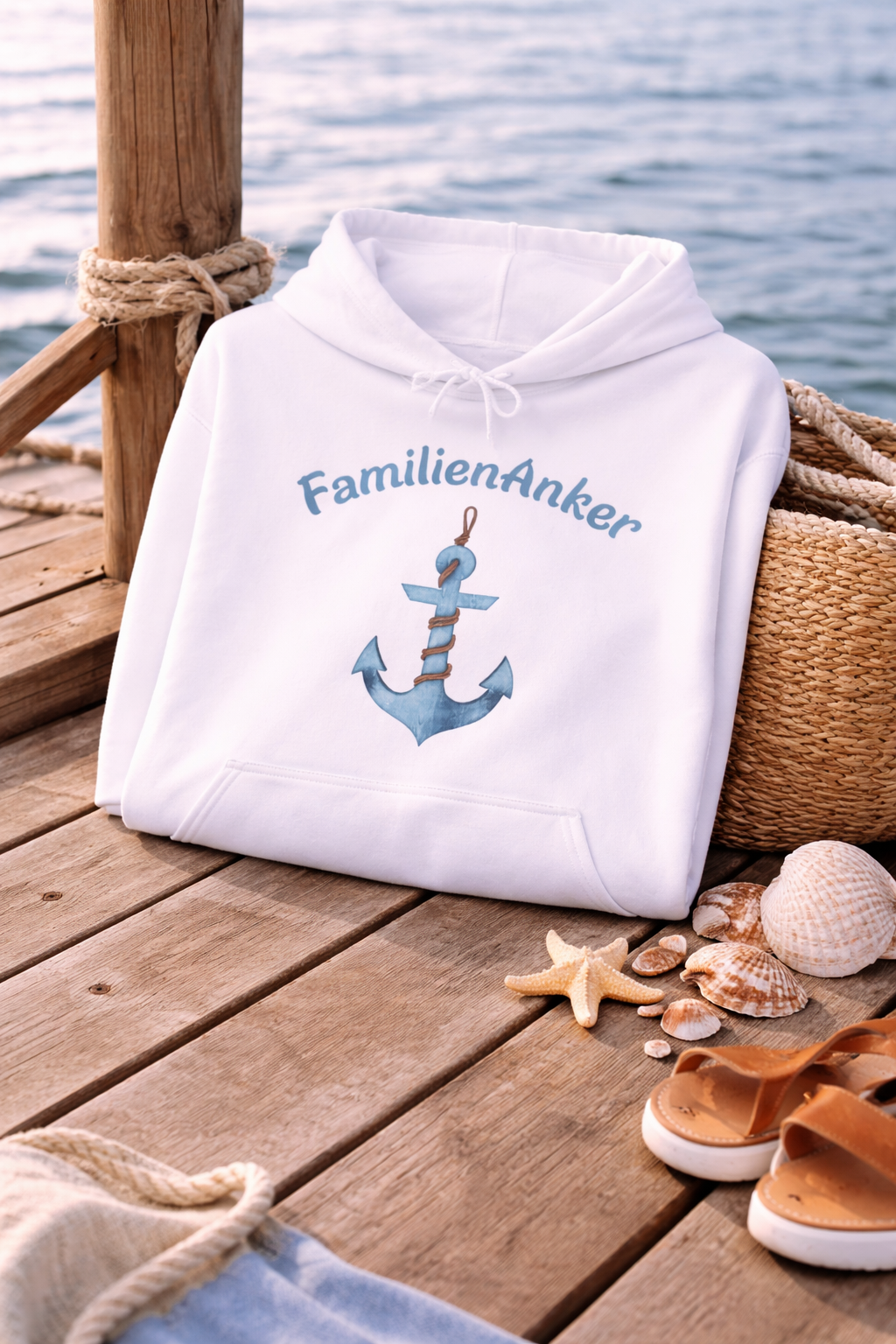 FamilienAnker Hoodie – Geschenk für Papa – Maritimer Kapuzenpullover für Väter – Vatertag Geschenk