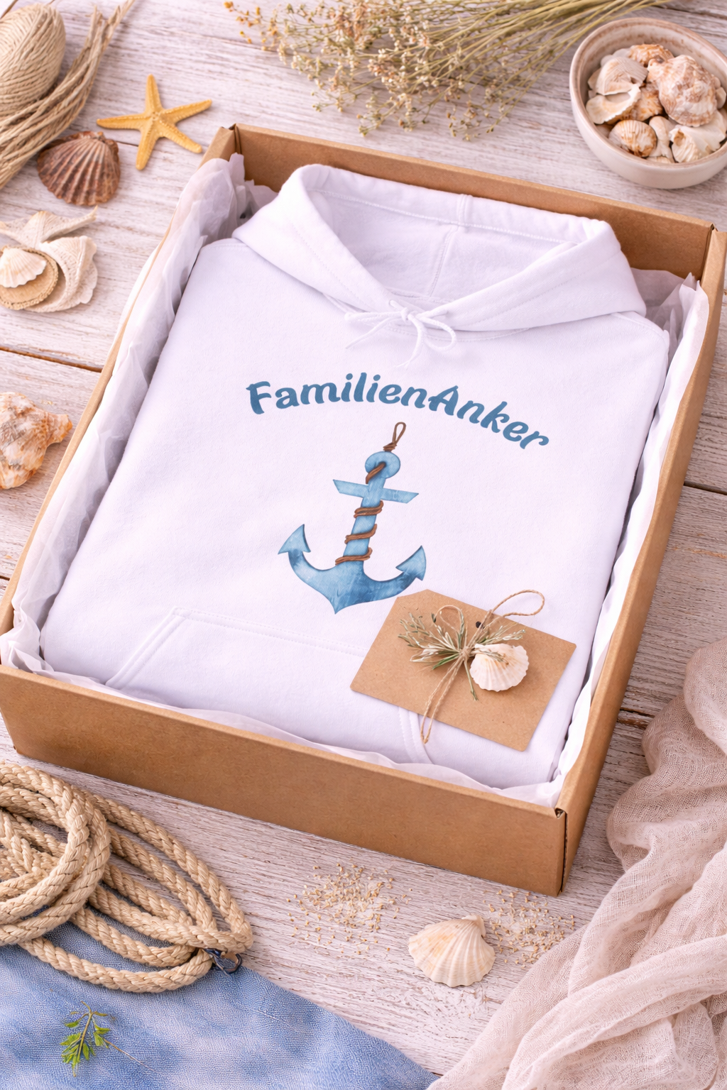 FamilienAnker Hoodie – Geschenk für Papa – Maritimer Kapuzenpullover für Väter – Vatertag Geschenk