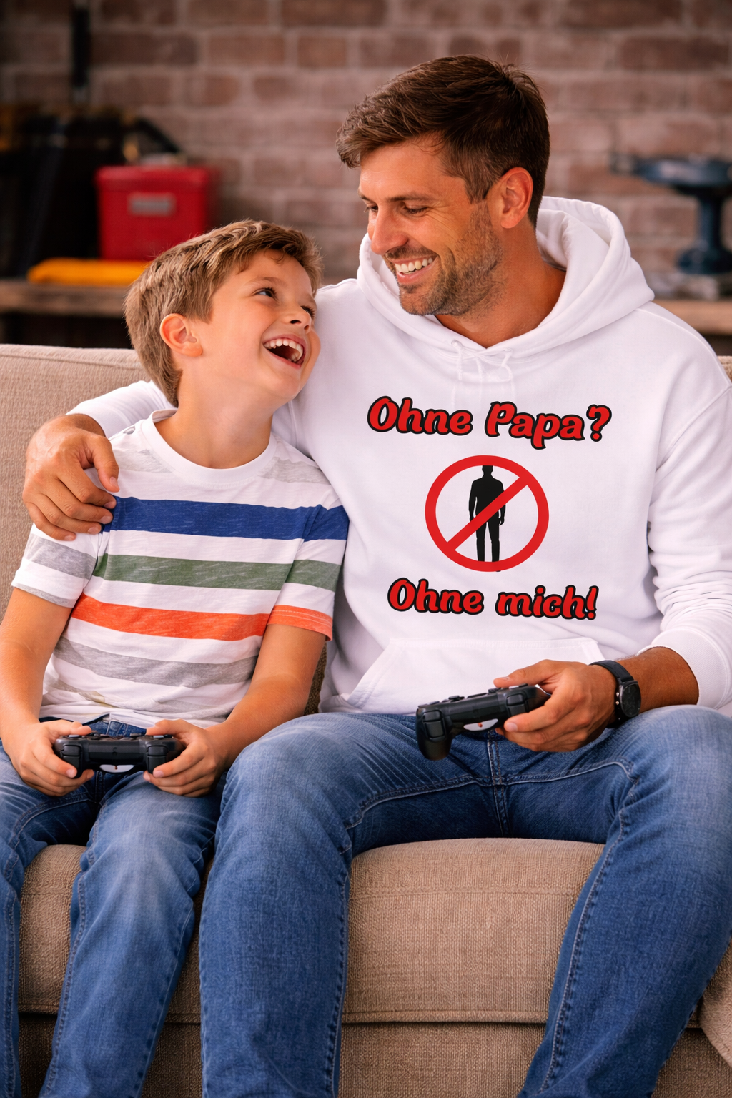 Ohne Papa? Ohne mich! Hoodie – Lustiger Papa Hoodie – Geschenk für Papa – Vatertag Hoodie – Kapuzenpullover für stolze Väter