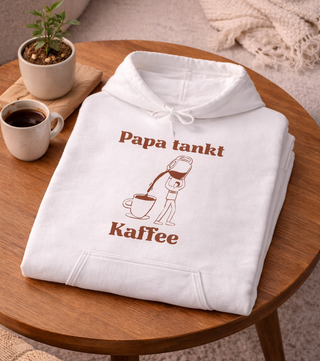 Papa tankt Kaffee Hoodie – Lustiger Papa Hoodie – Kaffee Hoodie für Väter – Geschenk für Papa – Kapuzenpullover mit Humor