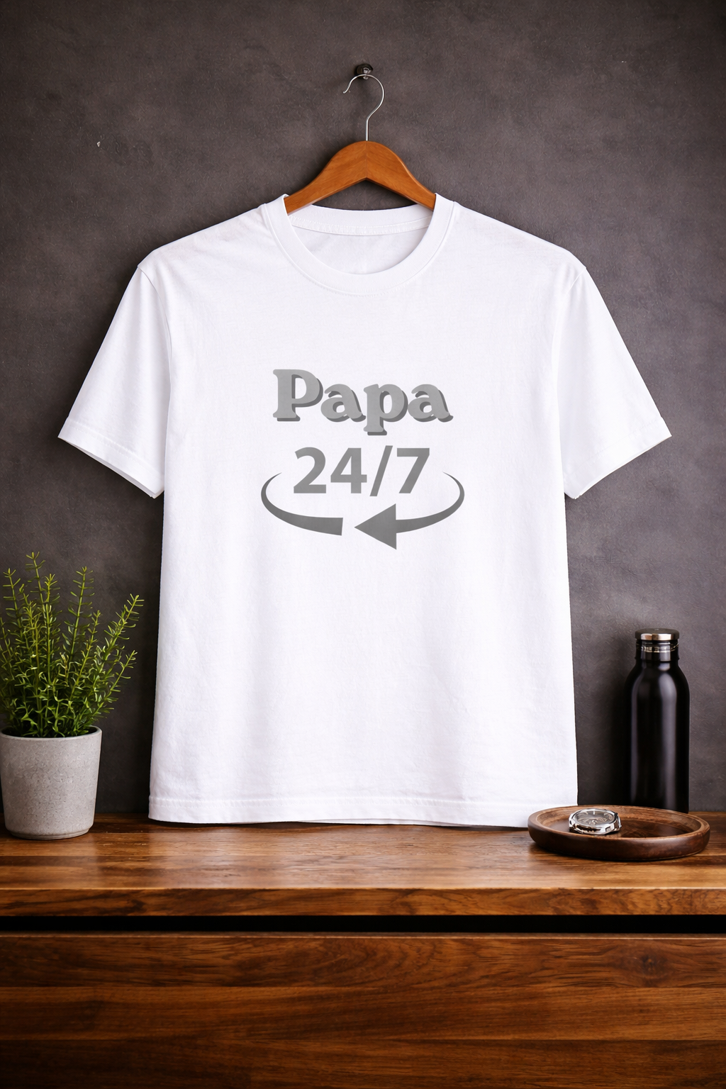 Papa 24/7 T-Shirt Herren Geschenk für Papa Vatertag lustiges Shirt Vater Geschenkidee
