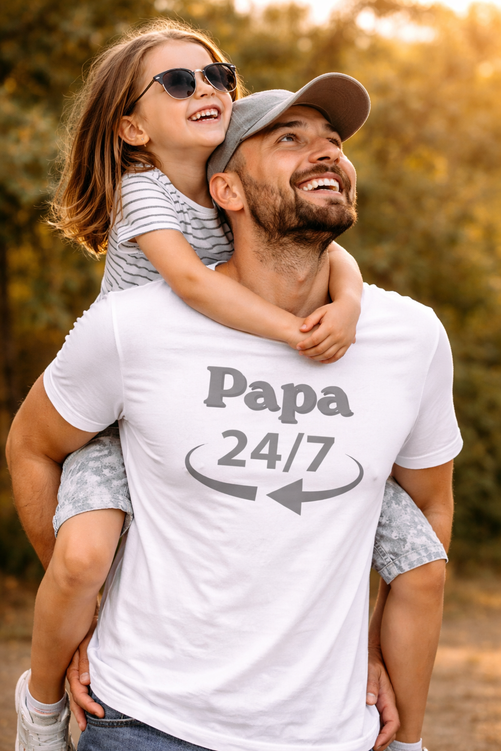 Papa 24/7 T-Shirt Herren Geschenk für Papa Vatertag lustiges Shirt Vater Geschenkidee