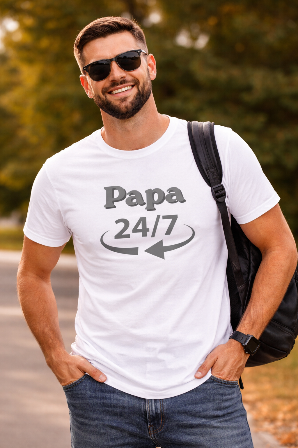 Papa 24/7 T-Shirt Herren Geschenk für Papa Vatertag lustiges Shirt Vater Geschenkidee