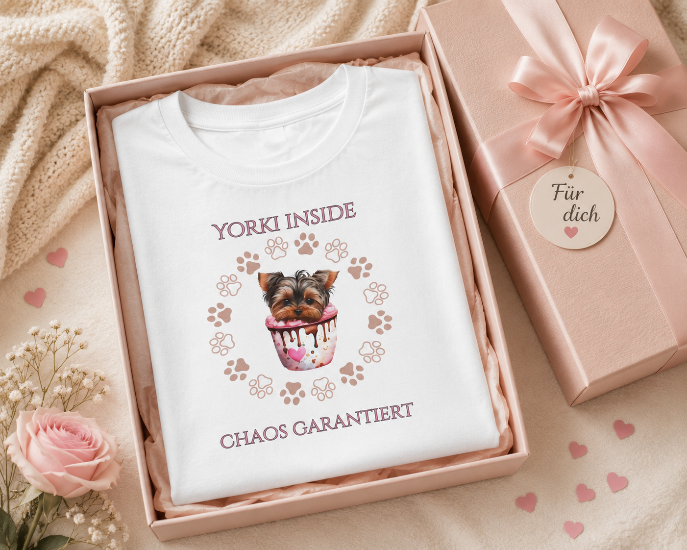 Yorki Inside – Chaos garantiert | Lustiges Yorkshire Terrier T-Shirt für Hundeliebhaber | Hunde Shirt Damen & Herren