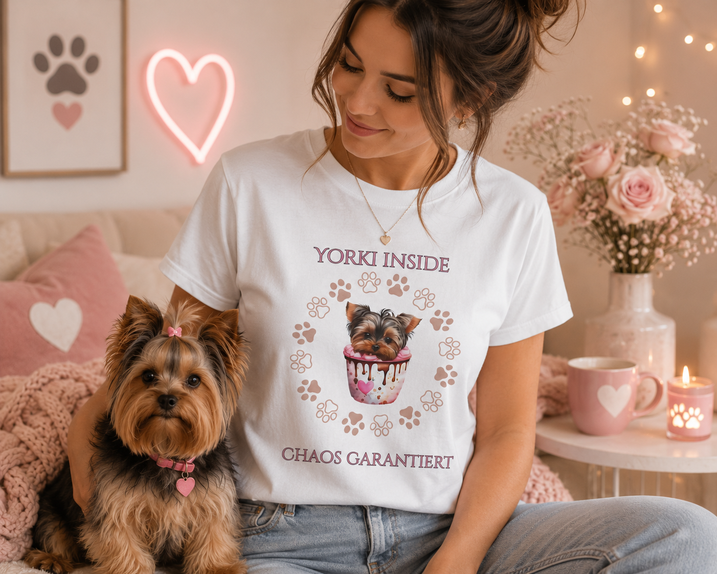 Yorki Inside – Chaos garantiert | Lustiges Yorkshire Terrier T-Shirt für Hundeliebhaber | Hunde Shirt Damen & Herren