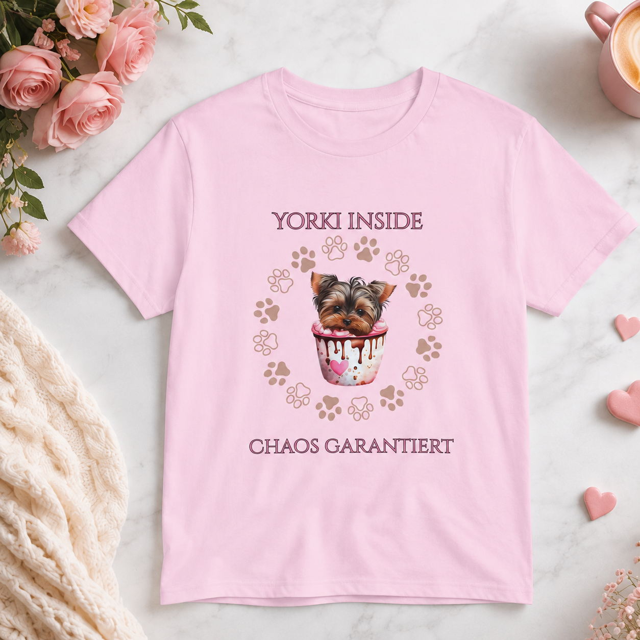 Yorki Inside – Chaos garantiert | Lustiges Yorkshire Terrier T-Shirt für Hundeliebhaber | Hunde Shirt Damen & Herren